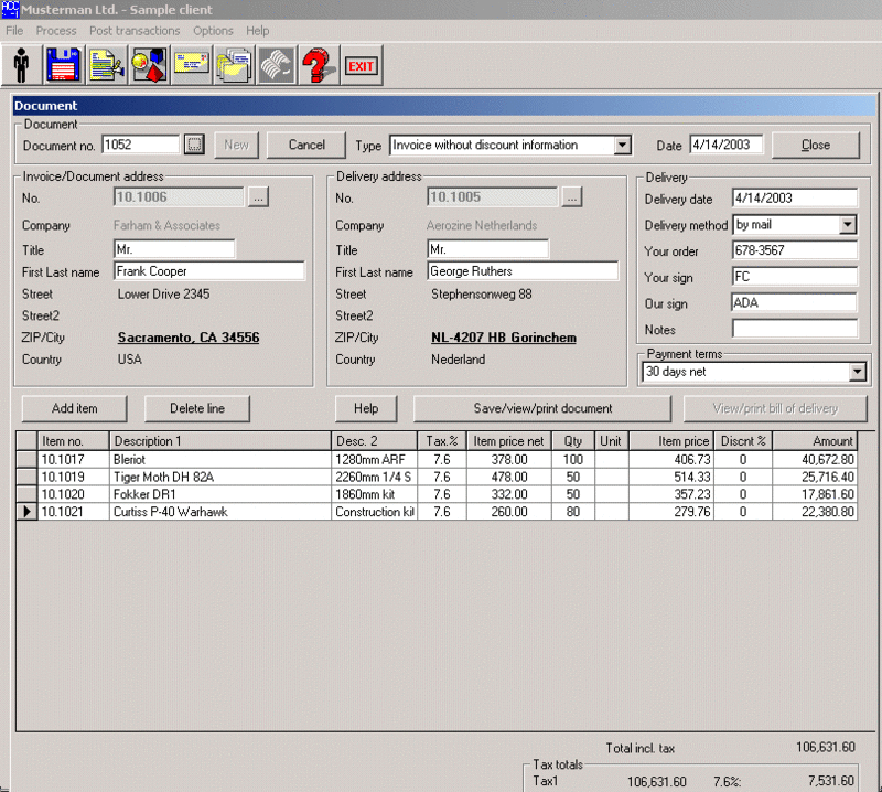 Account Pro Invoice Screenshot